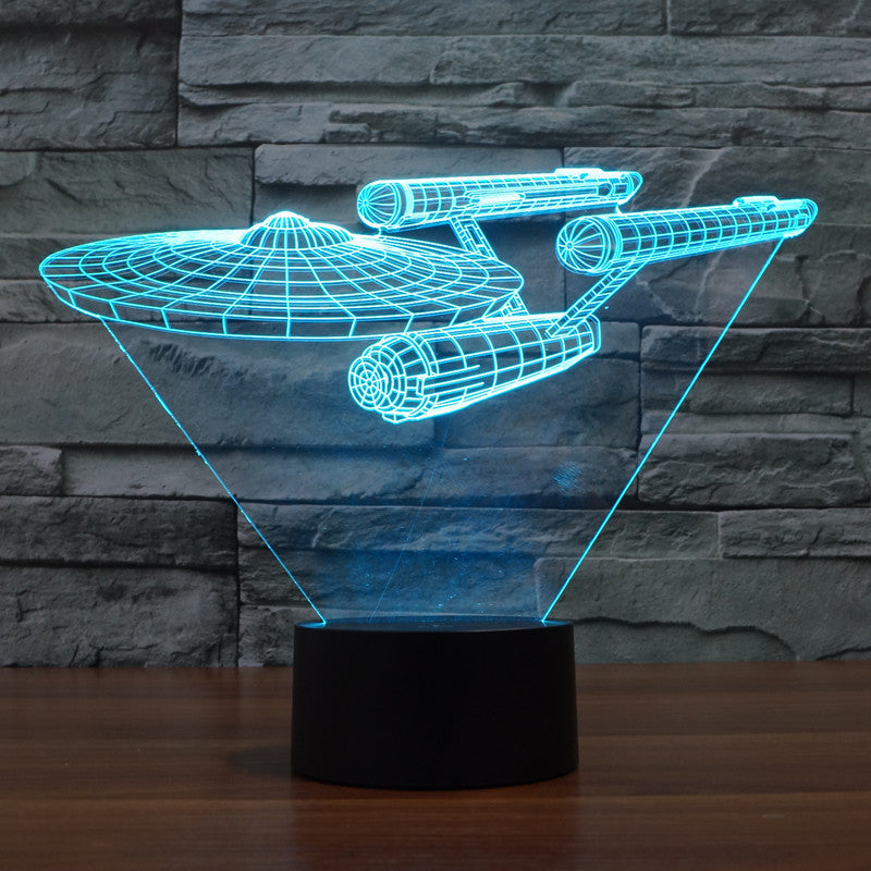 Norvo | Lumora 3D Star Trek Enterprise Ship LED Lampe - Flerfarget optisk illusjonslys