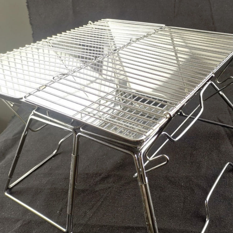 Norvo | Bærbar Grill Camping Rustfritt Stål Sammenleggbart Grill Tre Kull Grill