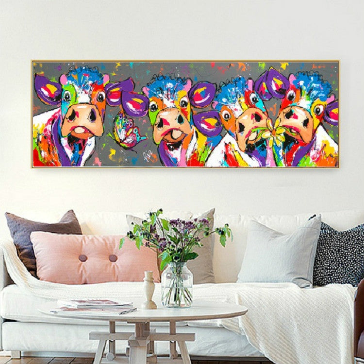 Norvo | Fargerike kyr Hjemmedekorasjon Lærremse HD Uten ramme Maleri Kjerne, Størrelse: 40×120cm