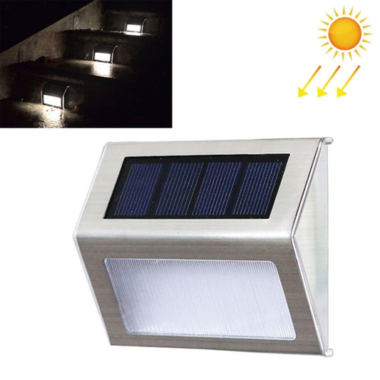Norvo | 2PCS Solenergi Rustfritt Stål 3 LED Trappev lampe Utendørs Hage Gjerde Lys (Hvit Lys)