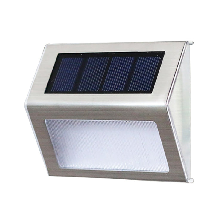 Norvo | 2PCS Solenergi Rustfritt Stål 3 LED Trappev lampe Utendørs Hage Gjerde Lys (Hvit Lys)