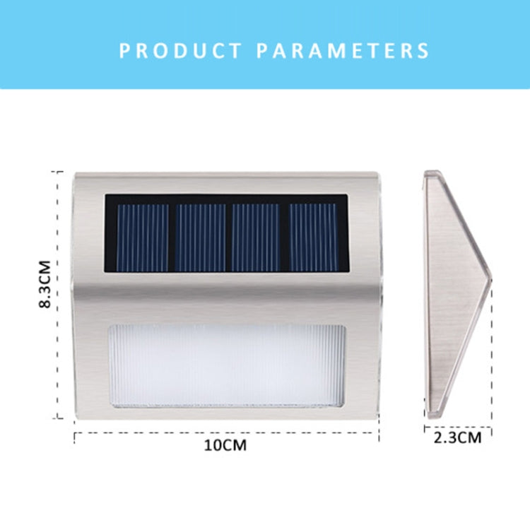 Norvo | 2PCS Solenergi Rustfritt Stål 3 LED Trappev lampe Utendørs Hage Gjerde Lys (Hvit Lys)