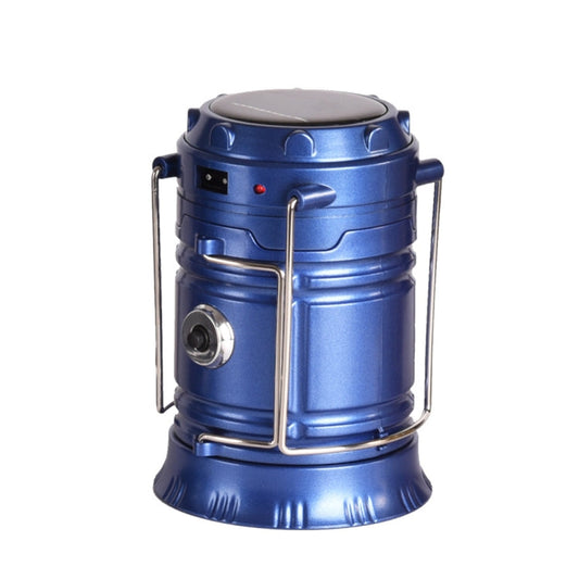 Norvo | LED Teltlampe Soloppladbar Campinglampe Utvidbar Multifunksjonell Lantern, Støtter USB Utgang, EU Kontakt (Blå)