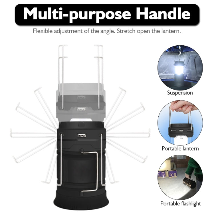 Norvo | LED Teltlampe Soloppladbar Campinglampe Utvidbar Multifunksjonell Lantern, Støtter USB Utgang, EU Kontakt (Blå)