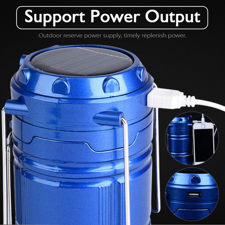 Norvo | LED Teltlampe Soloppladbar Campinglampe Utvidbar Multifunksjonell Lantern, Støtter USB Utgang, EU Kontakt (Blå)