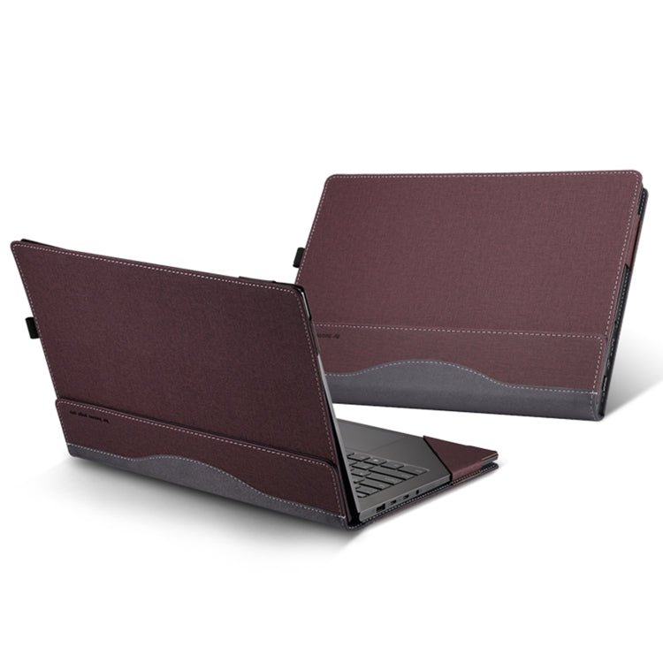 Norvo | For Samsung Galaxy Book Pro 360 15.6 Inch Lær Laptop Anti-Fall Etui med Stativ (Vinrød)