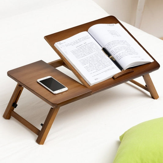 Norvo | 741ZDDNZ Bruk av seng Foldbar Høydejusterbart Laptopbord Hybel Studiebord, Spesifikasjon: Klassisk Te Farge 64cm Tykkelse Bambus