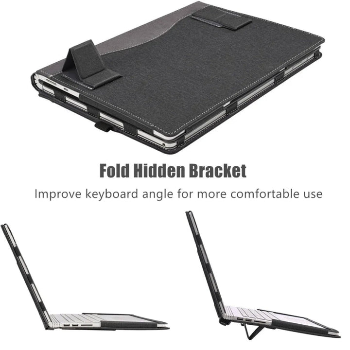 Norvo | For Samsung Galaxy Book 3 360 13,3 tommer lær laptop anti-fall beskyttende etui med stativ (Vinrød)