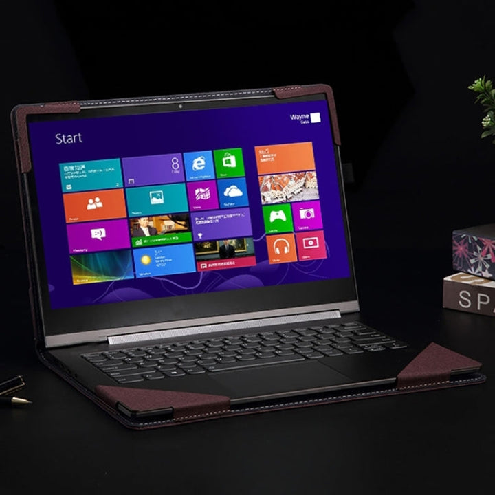 Norvo | For Samsung Galaxy Book 3 360 13,3 tommer lær laptop anti-fall beskyttende etui med stativ (Vinrød)