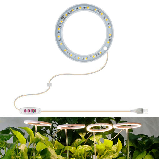 Norvo | LED Plantevekstlampe Full Spektrum Intelligent Tidtaker Innendørs Fylllys Ring Plante Lampe, Effekt: En Hode (Solskinn)