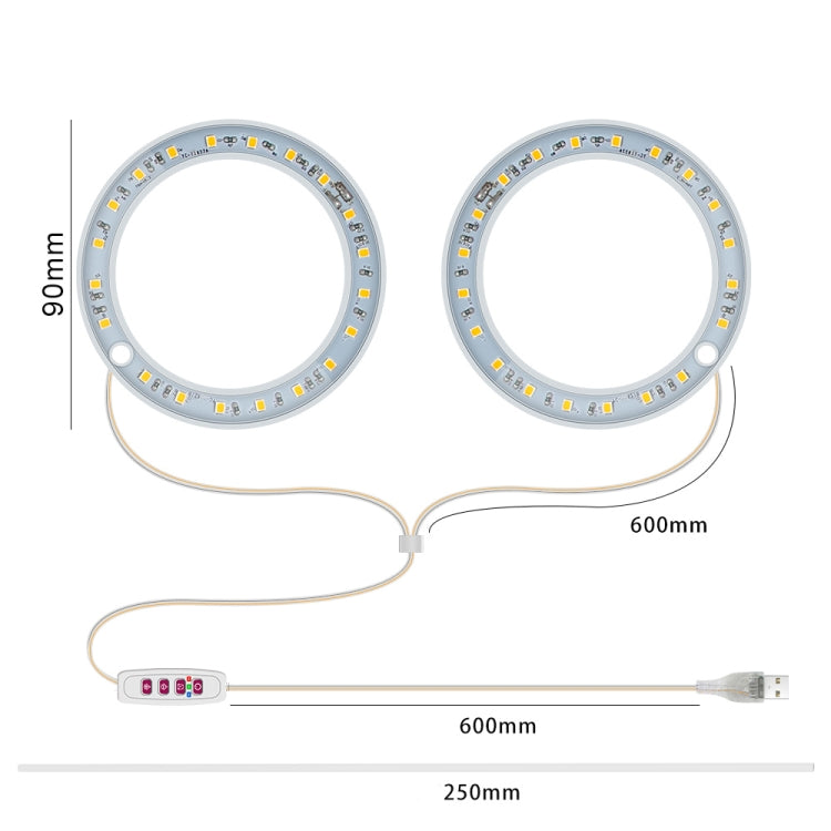 Norvo | LED Plantevekstlampe Full Spektrum Intelligent Tidtaker Innendørs Fylllys Ring Plante Lampe, Effekt: En Hode (Solskinn)