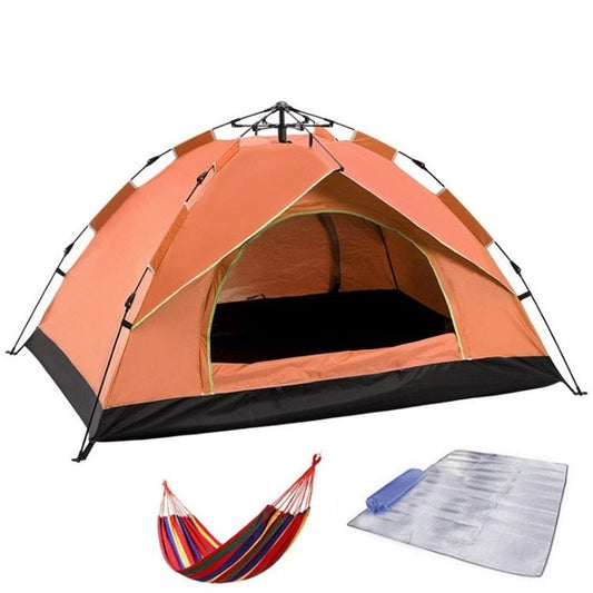 Norvo | TC-014 Utendørs Strand Reise Camping Automatisk Vår Multi-Person Telt For 3-4 Personer (Oransje+Matte+Hengekøye)
