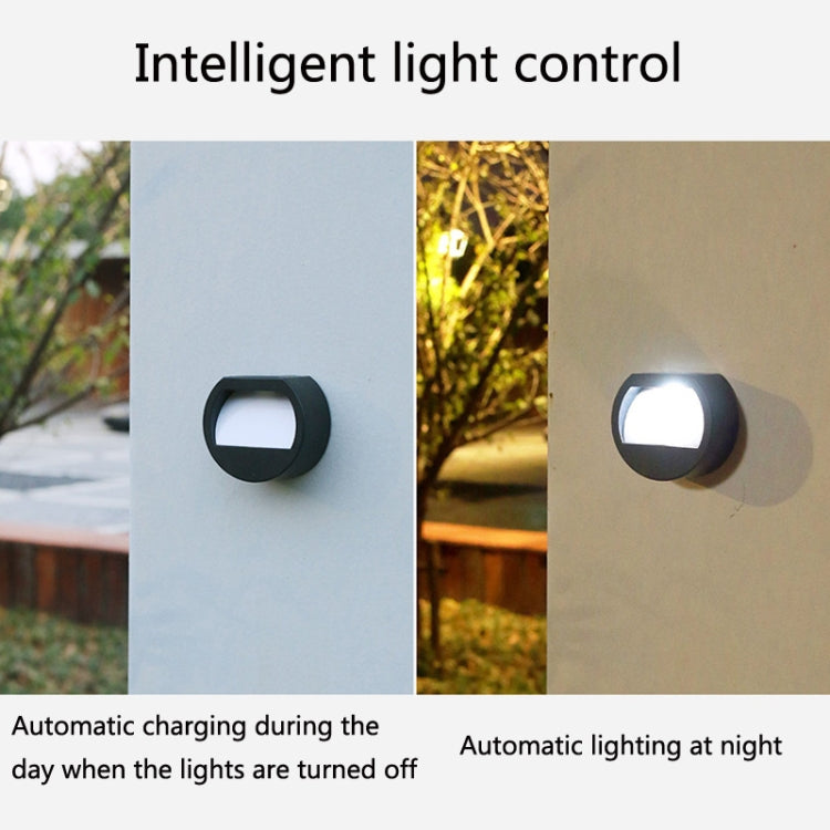 Solcellelampe Utendørs Vanntett LED Rund Vegglampe Trappelampe (Hvit Lys)