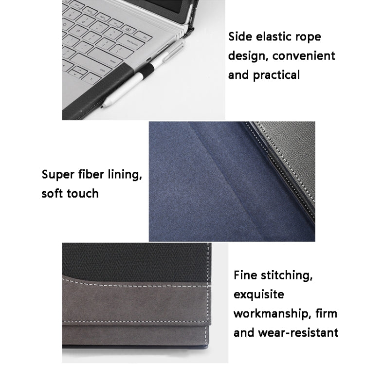 Norvo | PU lær laptop beskyttelsesdeksel for Microsoft Surface Book 2 13,5 tommer (Gentleman Grey)