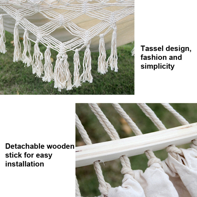 Norvo | 200x150cm Dobbel Utendørs Camping Pompong Lærred Hengekøye med Stang (Rosa Striper)