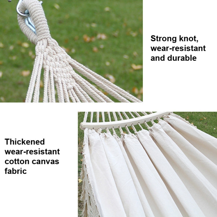 Norvo | 200x150cm Dobbel Utendørs Camping Pompong Lærred Hengekøye med Stang (Rosa Striper)