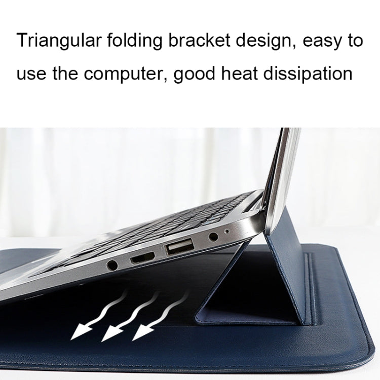 Norvo | PU08DZ Lær Laptop Innvendig Romveske med Stativfunksjon, Størrelse: 14.1-15.4 Tommer (Sapphire Blue)