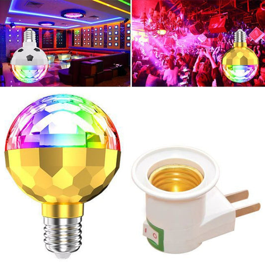 ZQMQD-001 6 LED lys Fargerik Roterende Lys Magisk Kule Atmosfære Lys, Spes: Gull+Innsettingsholder