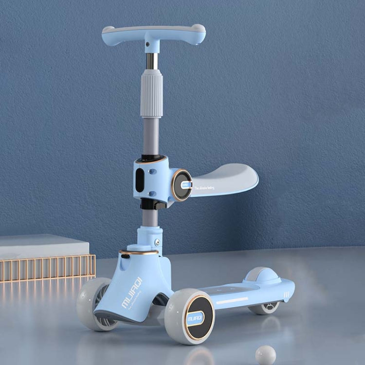 Norvo | MIJIAQI 01 3 I 1 Multifunksjonell Sammenleggbar Barnescooter med Musikk og Lys, Spesifikasjon: Blå Sete