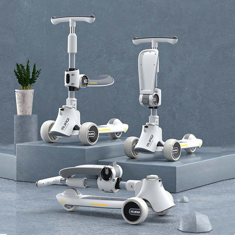 Norvo | MIJIAQI 01 3 I 1 Multifunksjonell Sammenleggbar Barnescooter med Musikk og Lys, Spesifikasjon: Blå Sete