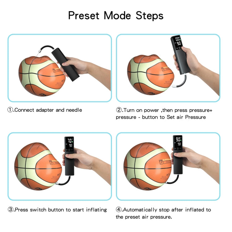 Norvo | AP-04 Trådløs Elektrisk Luftpumpe Med LCD Skjerm For Fotball Basketball (Svart)