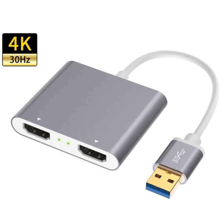 Norvo | USB 3.0 til Dual HDMI Høyoppløsningskonverter 4K USB Samme skjermforlengelse (Grå)