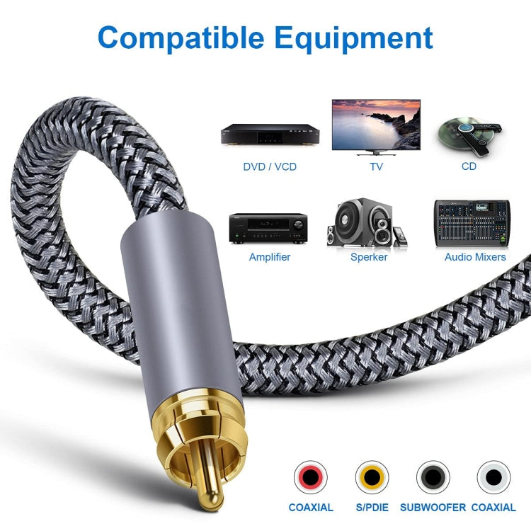Norvo | 10m Ren Kobber RCA Koaksial HIFI Digital Lydkabel SPDIF Subwoofer Høyttalerkabel (Sølvgrå)