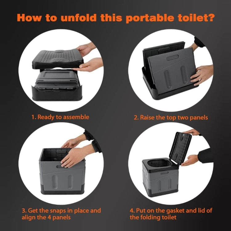 Norvo | Auto Folding Portable Toilet Outdoor Emergency Mobile Toilet (Mørk Grå)
