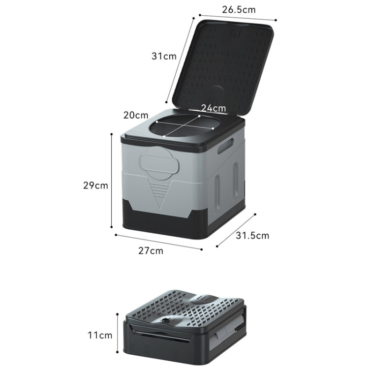 Norvo | Auto Folding Portable Toilet Outdoor Emergency Mobile Toilet (Mørk Grå)