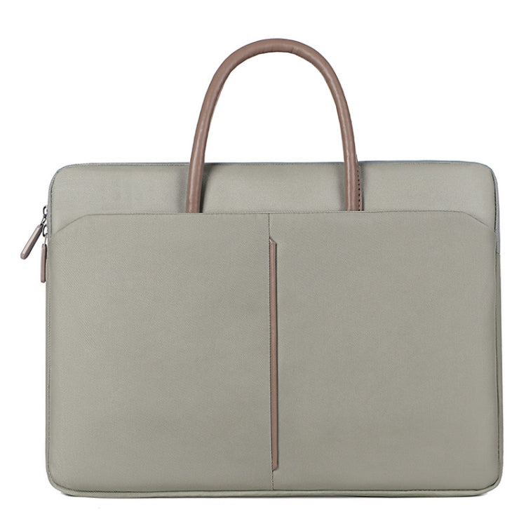 Norvo | 14 -14.6 Tommer Oxford Stoff Laptop Bag for Menn og Kvinner Dokumentveske med PU Håndtak (Grå Grønn)