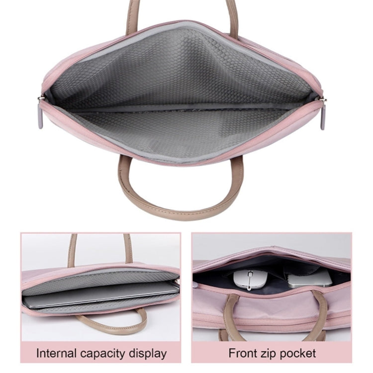Norvo | 14 -14.6 Tommer Oxford Stoff Laptop Bag for Menn og Kvinner Dokumentveske med PU Håndtak (Grå Grønn)