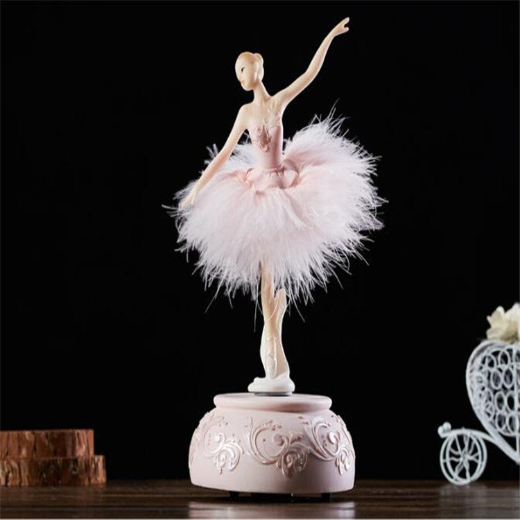 Elegant Raffinert Ballerina Dans Karusell Fjær Musikkboks (Rosa)