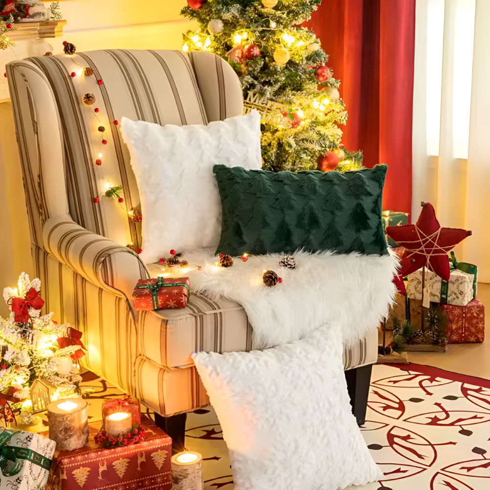 Norvo | Cozy Plush Christmas Tree Pillowcase laget av ultra-mykt stoff