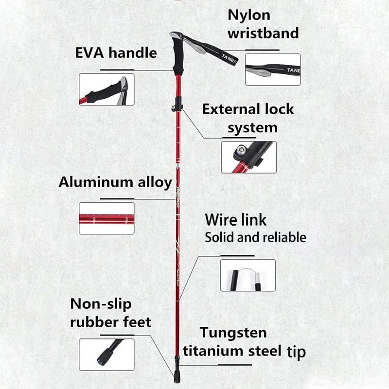 Norvo | Ultralett teleskopisk vandrestaver for sikkert grep under fotturer
