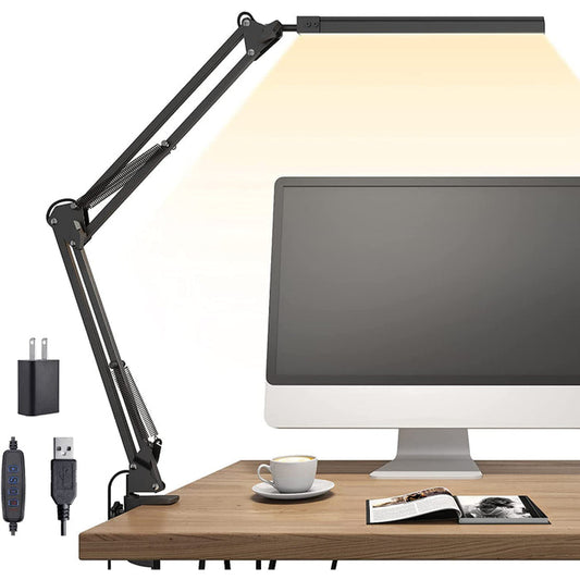 Norvo | LED Skrivebordslampe - Justerbar Skrivebordslampe med Klemme og Minnefunksjon
