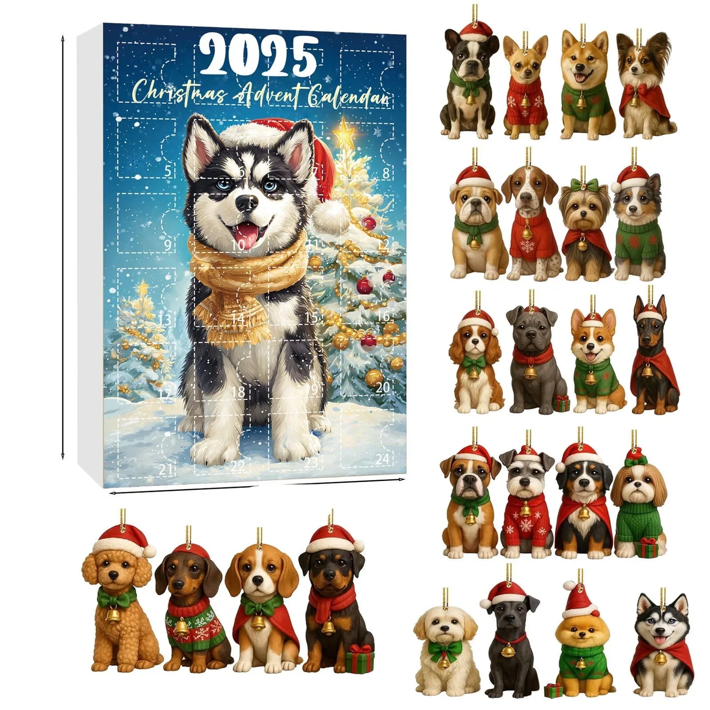 Norvo | Dachsund Adventskalender med 24 Figurer for Hundelskere – Festlig Jule-Nedtelling Dekorasjon i Flerfarge
