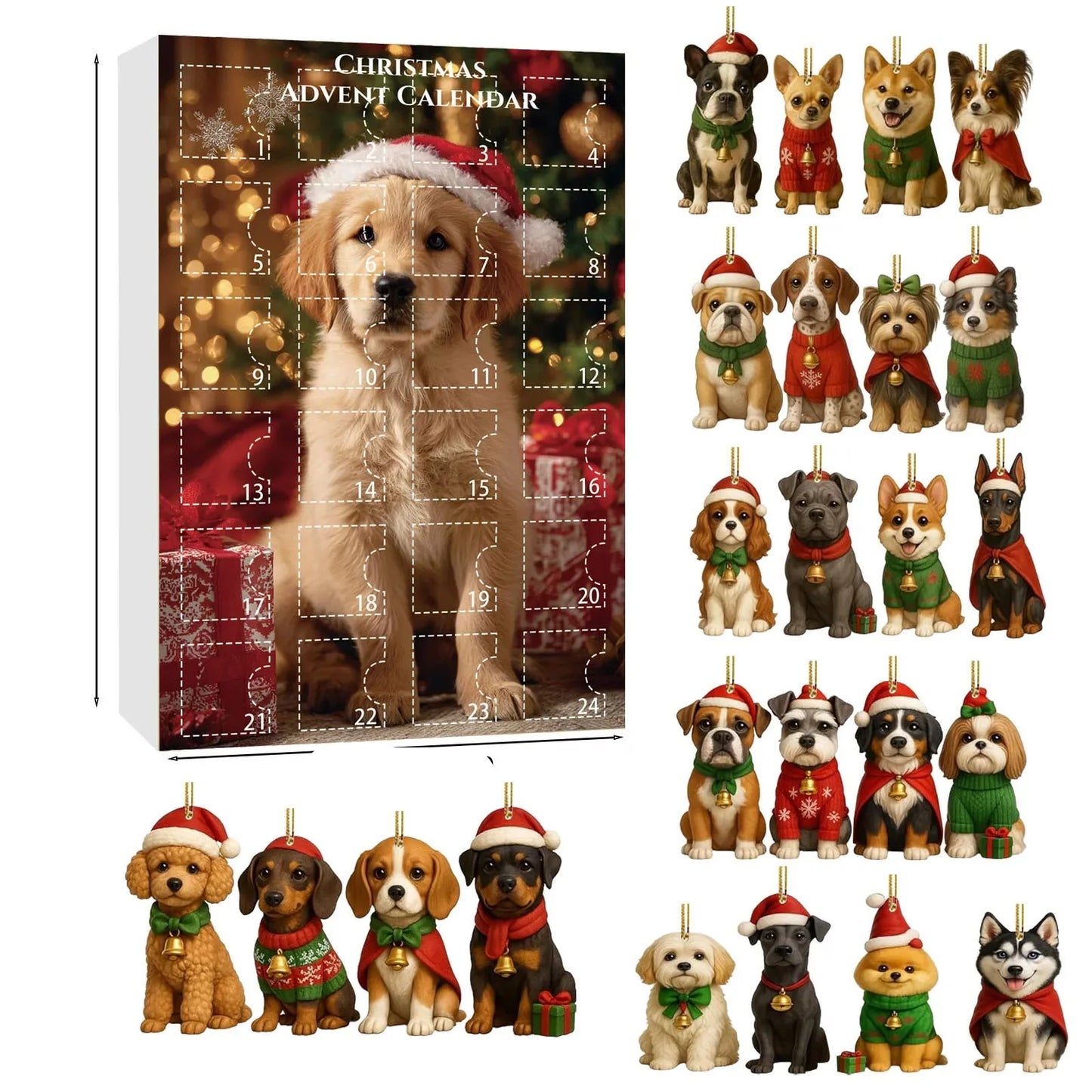 Norvo | Dachsund Adventskalender med 24 Figurer for Hundelskere – Festlig Jule-Nedtelling Dekorasjon i Flerfarge