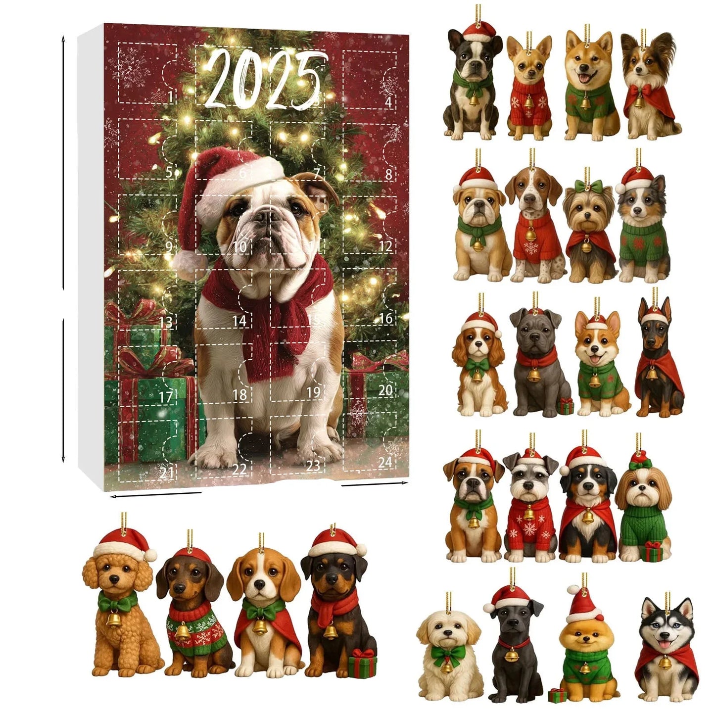 Norvo | Dachsund Adventskalender med 24 Figurer for Hundelskere – Festlig Jule-Nedtelling Dekorasjon i Flerfarge