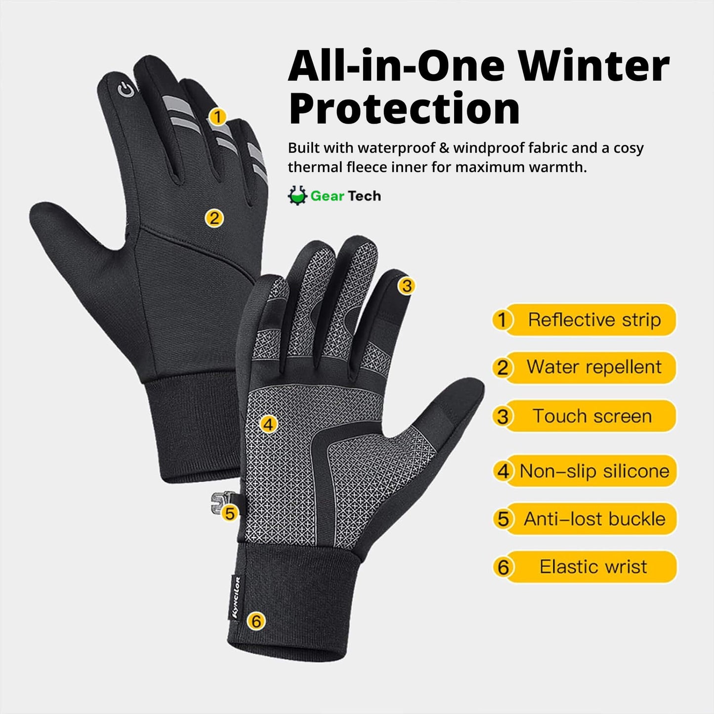 Norvo | Termisk Vanntette Arbeidshansker – Holdbare Antiskli Vinterhansker med Berøringsskjerm for Utendørsarbeid UK