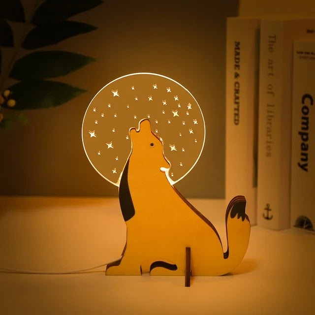 Norvo | Animal LED Nattlys Tre Akryl Bord USB Lys