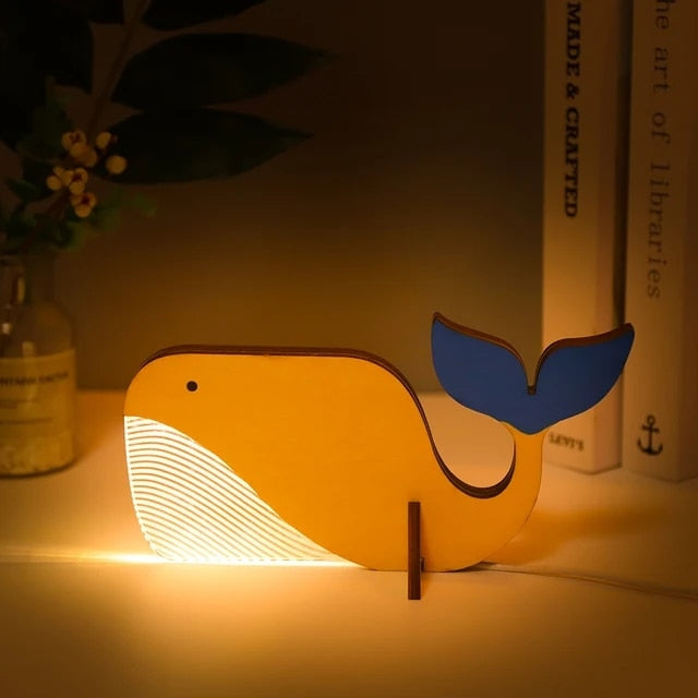 Norvo | Animal LED Nattlys Tre Akryl Bord USB Lys