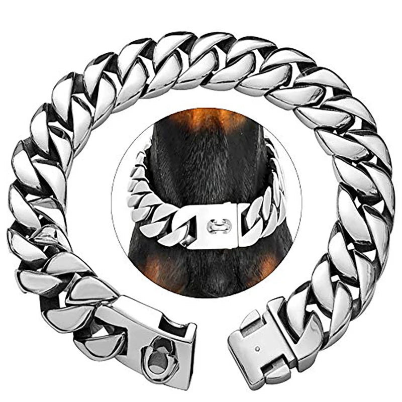 Norvo | Styrke Hals Metall Hundehalsbånd – Solid Rustfritt Stål Halsbånd for Store Hunder
