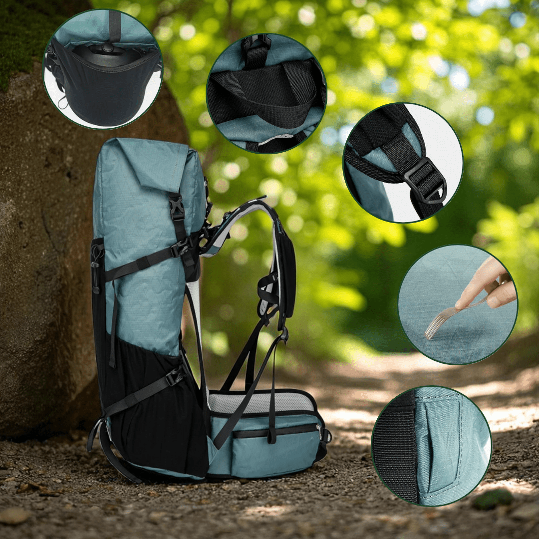 Norvo | Ultralett 50L eventyr ryggsekk med rull-top og ripstop nylon