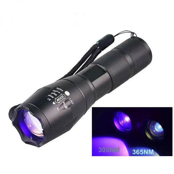 Norvo | IcoolGadget Ultrafiolett 365nM 395nM 4W Kraft LED Aluminium Zoom UV lommelykt lampe Svart lys Fakkel