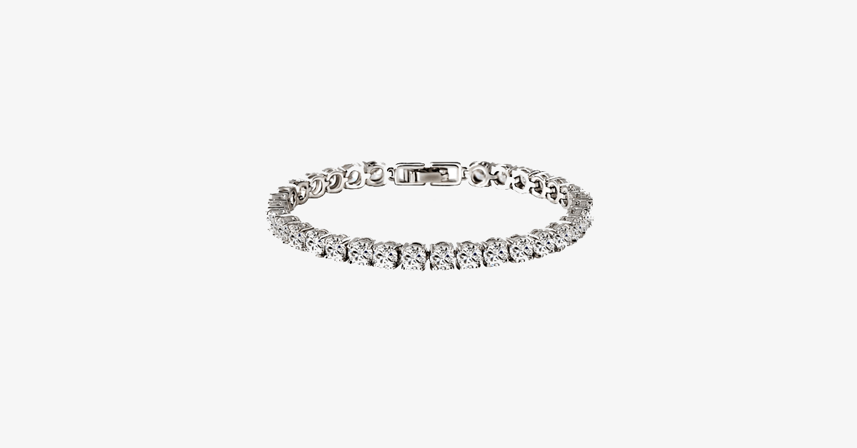 Norvo | Diamond Eternity Armbånd i Sølvfarge - Rundt Klipt Diamant Zirkon-Steiner - La Deg Se Fantastisk Ut