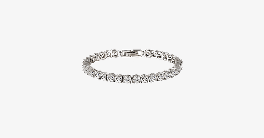 Norvo | Diamond Eternity Armbånd i Sølvfarge - Rundt Klipt Diamant Zirkon-Steiner - La Deg Se Fantastisk Ut