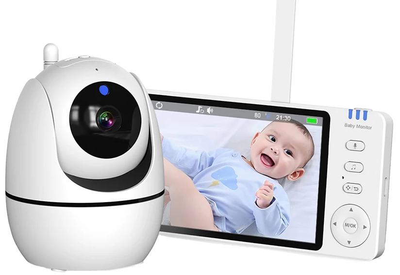Norvo | 5-tommers HD video baby monitor med kamera, PTZ zoom og nattsyn