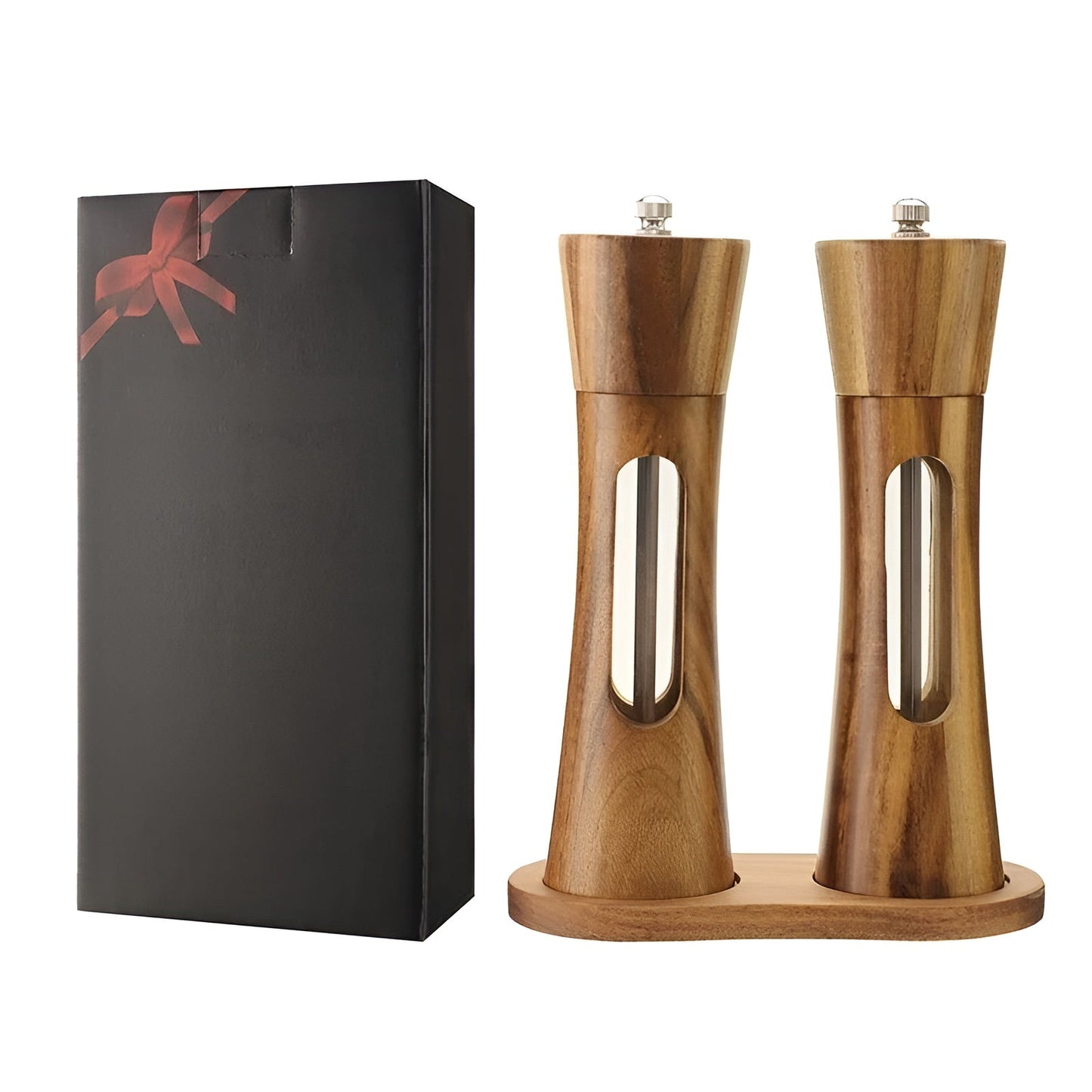 Norvo | SpiceCraft Manuell Salt- og Pepperkvernsett – Tre design med akrylvindu Justerbare malingsnivåer