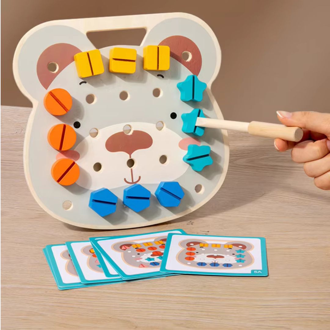 Norvo | Montessori Farge Skruer Bjørn Brett for Små Håndverkere