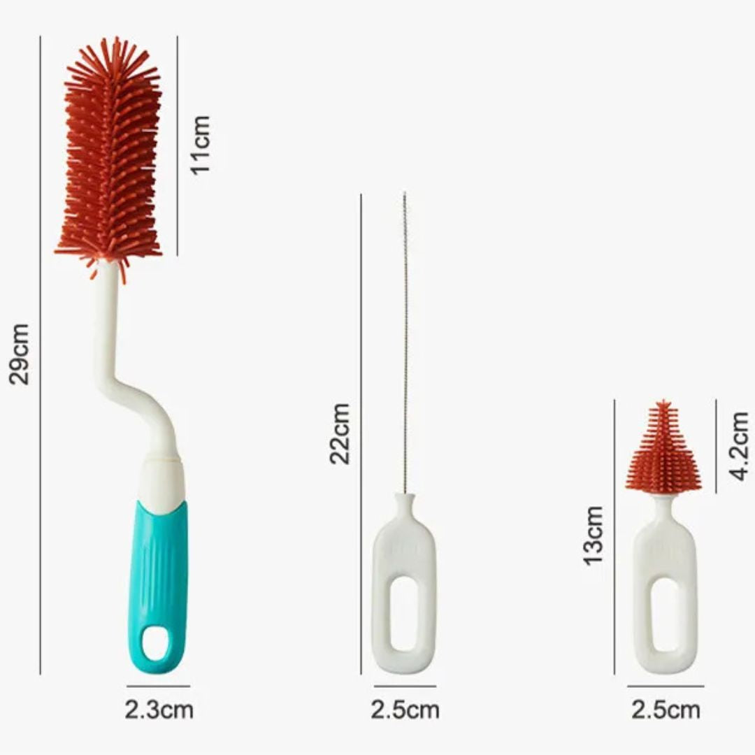 Norvo | Flaske Rengjøringssett for Babyflasker – 5-dels Rengjøringssett med Holder